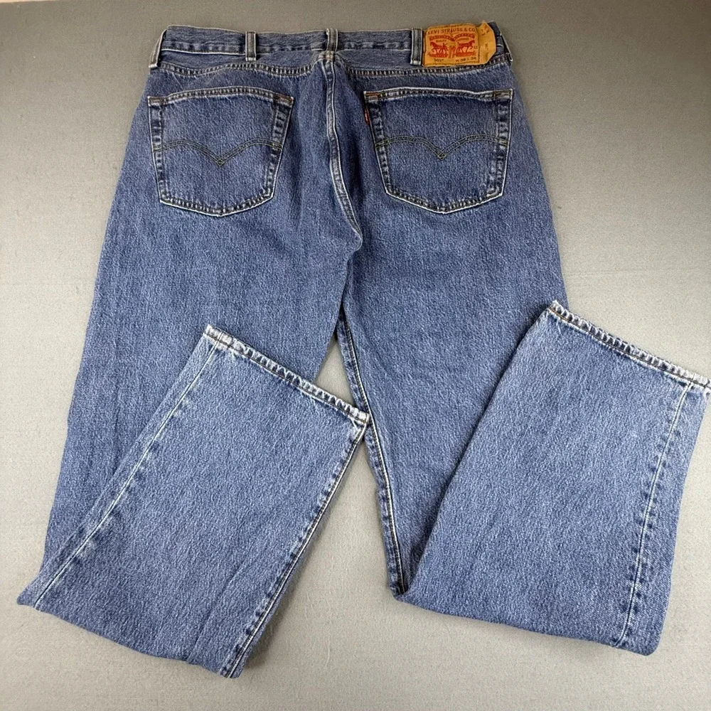 Levi's‎ 501 Original Fit Jeans Mens 38x34 Blue Denim Button Fly Straight Leg
